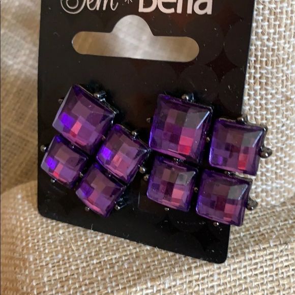 Purple Rhinestone post sassy earrings - Picture 2 of 3